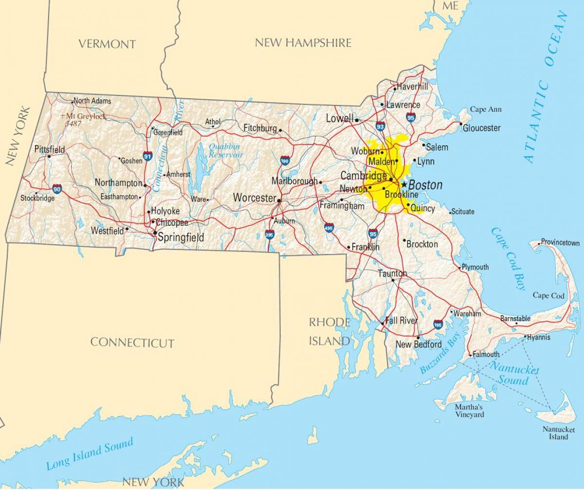 mapa Boston STANY zjednoczone