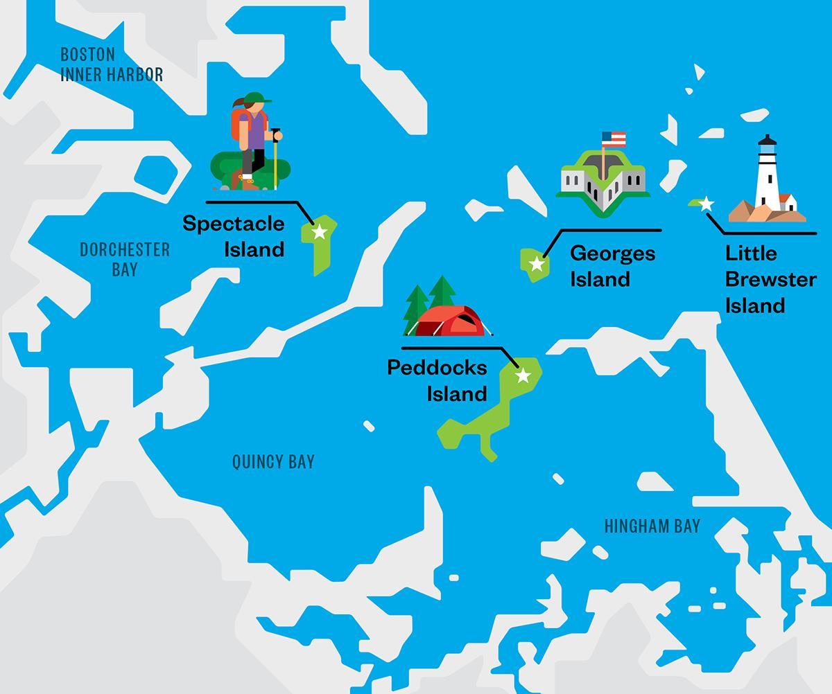 mapa Boston Harbor islands