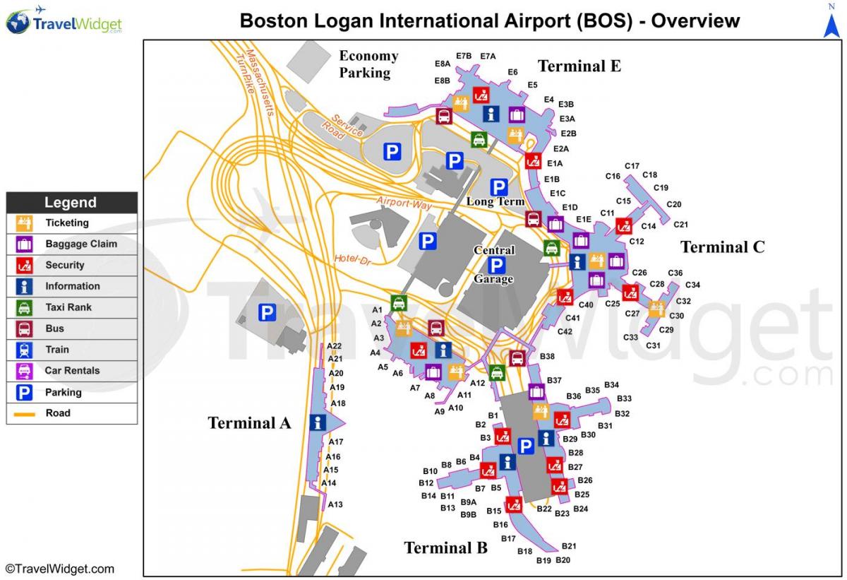 mapa Boston lotnisko