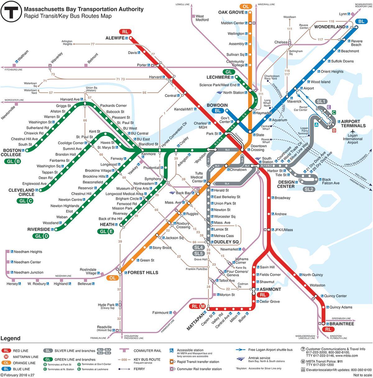 T pociąg Boston mapie