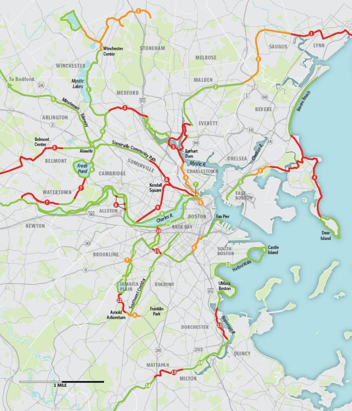 mapa Bostonu rower