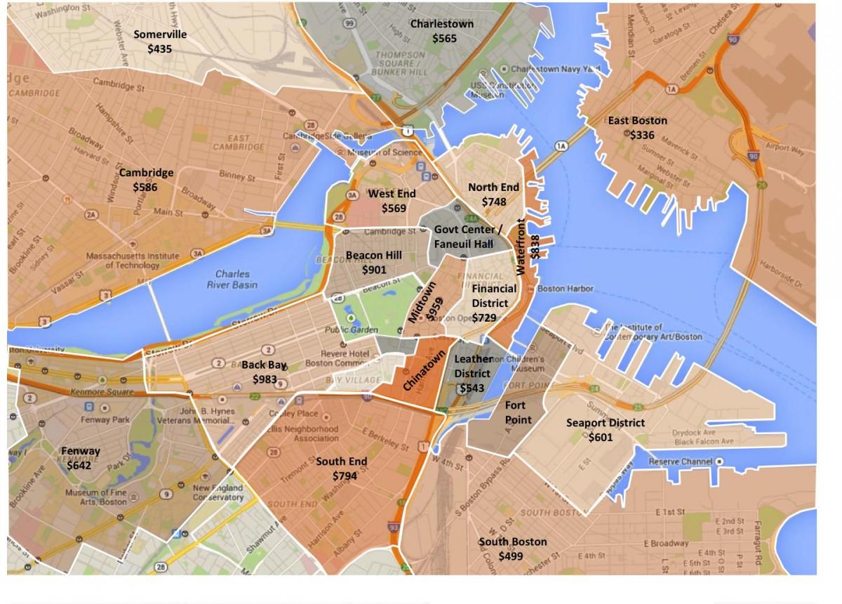 miasto Boston zagospodarowania przestrzennego mapie