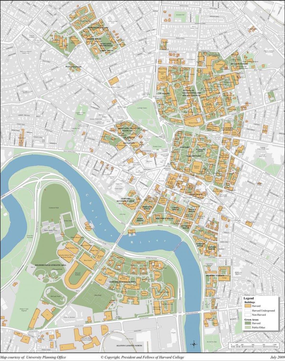 Harvard mapę kampusu uniwersytetu