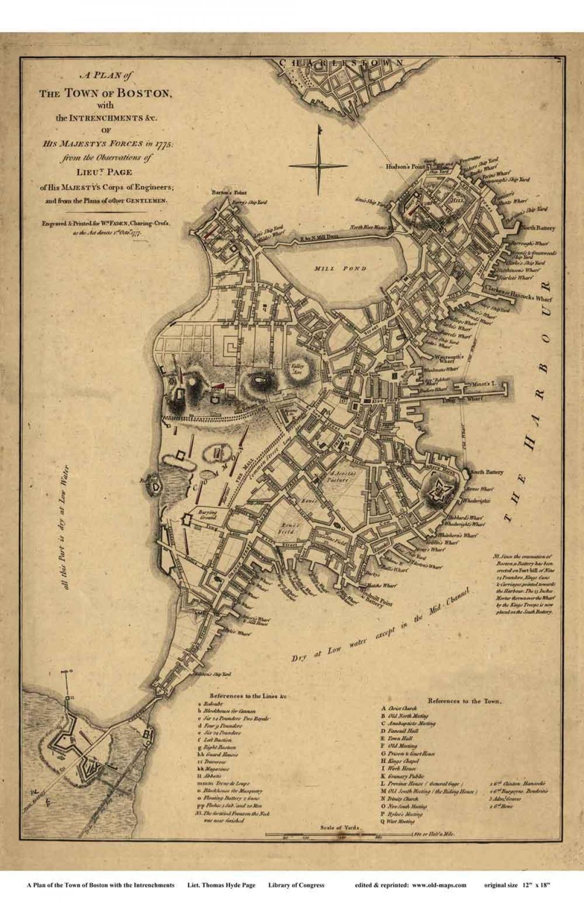 mapa historycznego Boston