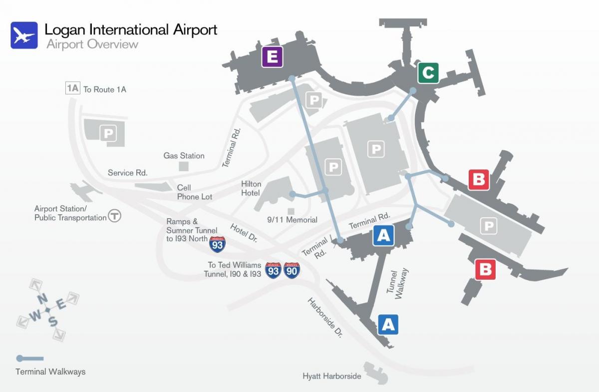 mapa terminalu lotniska Logan b