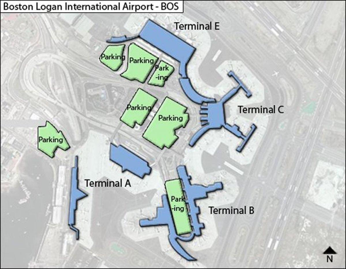 mapa terminalu lotniska Logan z