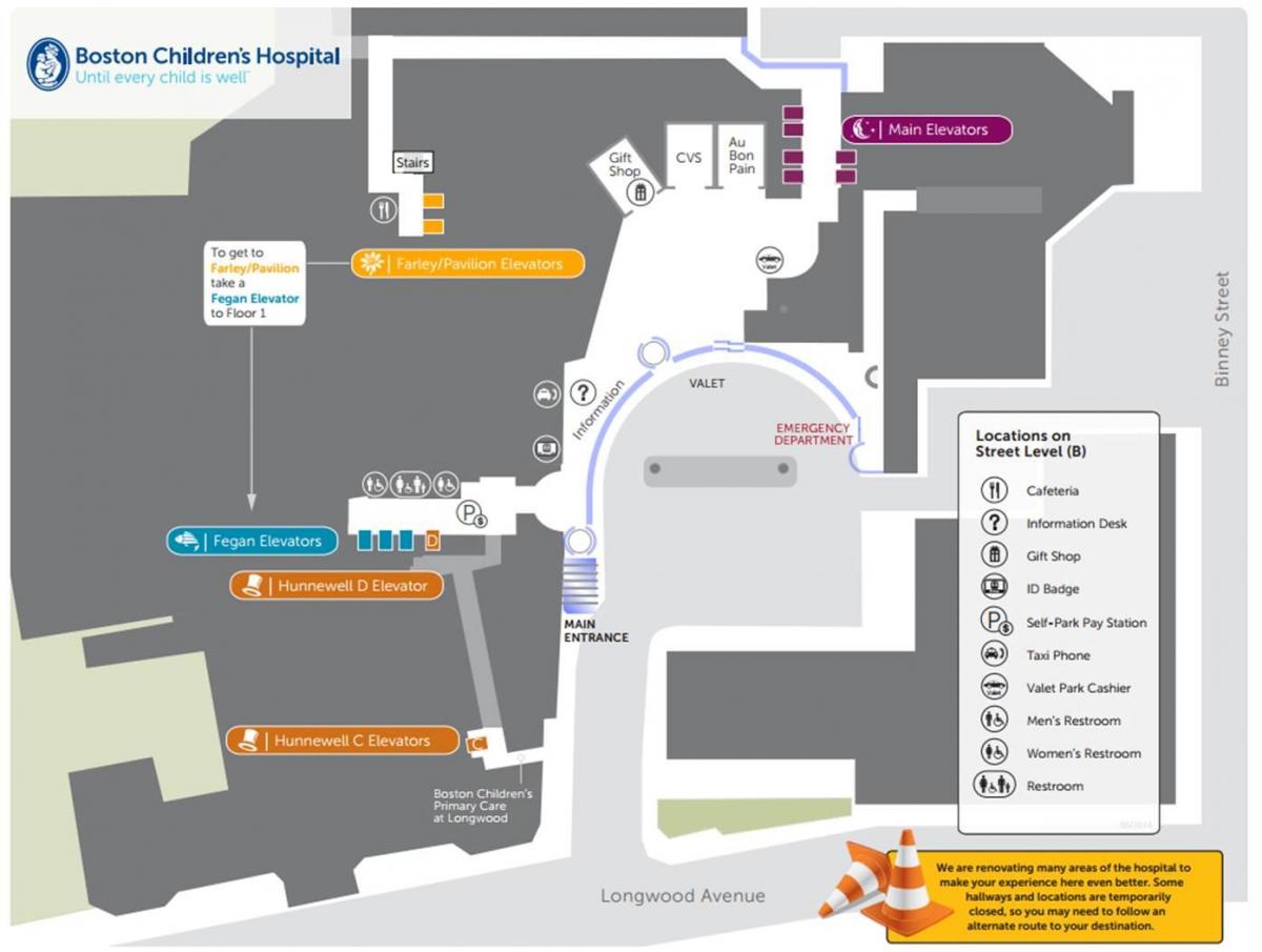 Szpital dziecięcy w Bostonie mapie