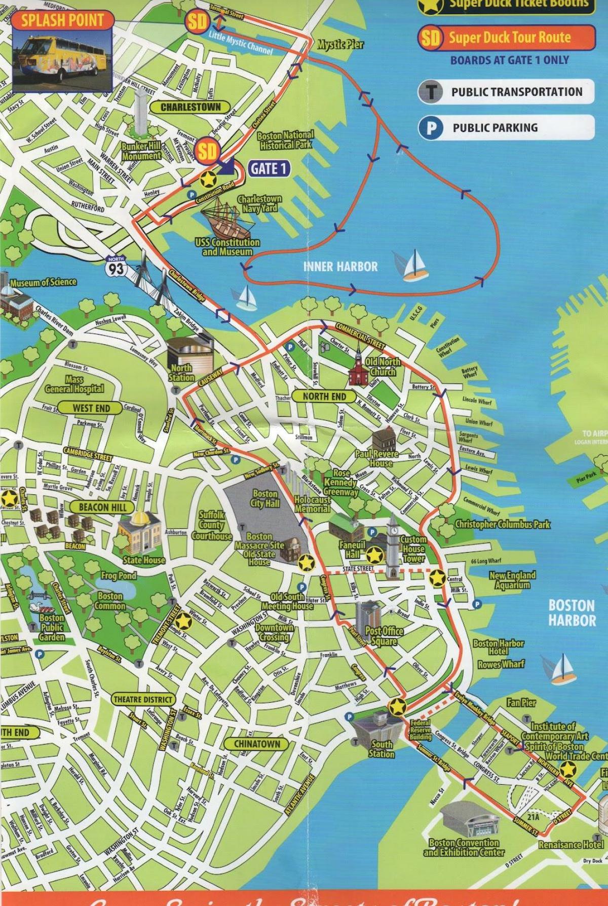 mapa atrakcji Bostonu