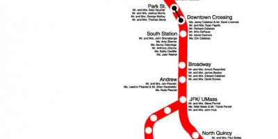Czerwona linia Boston mapie