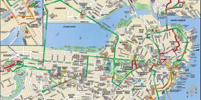 Boston-hop-hop-off tour tramwaj mapie