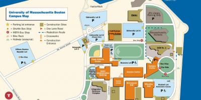 Uniwersytet w Massachusetts w Bostonie, w kampusie mapie