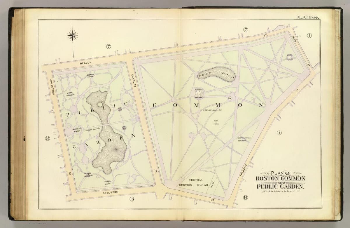 mapa Boston public garden