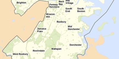 Mapa Bostonu i okolic