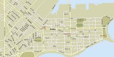 Mapa Boston masy