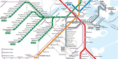T pociąg Boston mapie