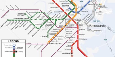 Pomarańczowa linia Boston mapie