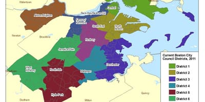 Mapa przedmieściach Bostonu