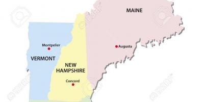 Mapa Stanów Nowej Anglii